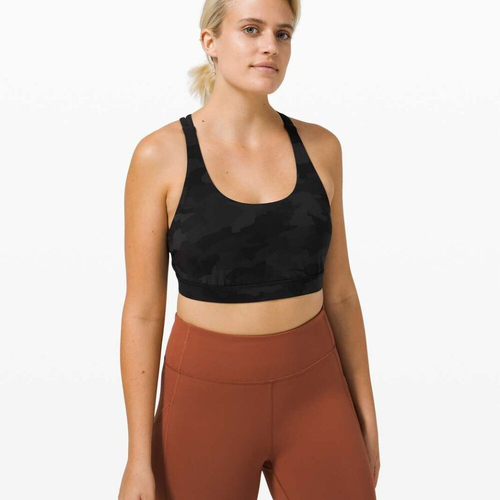 Lululemon Energy Bra Heritage 365 Camo Deep Coal Size 6
